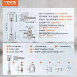 VEVOR Entry Door Handle, Satin Nickel Square Handle Set with Lever Door Handle No Lock, Adjustable Hole Space, Front Door Handle with Reversible for - Close-Up Angle