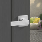 VEVOR Entry Door Handle, Satin Nickel Square Handle Set with Lever Door Handle No Lock, Adjustable Hole Space, Front Door Handle with Reversible for - Low Angle
