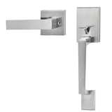 VEVOR Entry Door Handle, Satin Nickel Square Handle Set with Lever Door Handle No Lock, Adjustable Hole Space, Front Door Handle with Reversible for