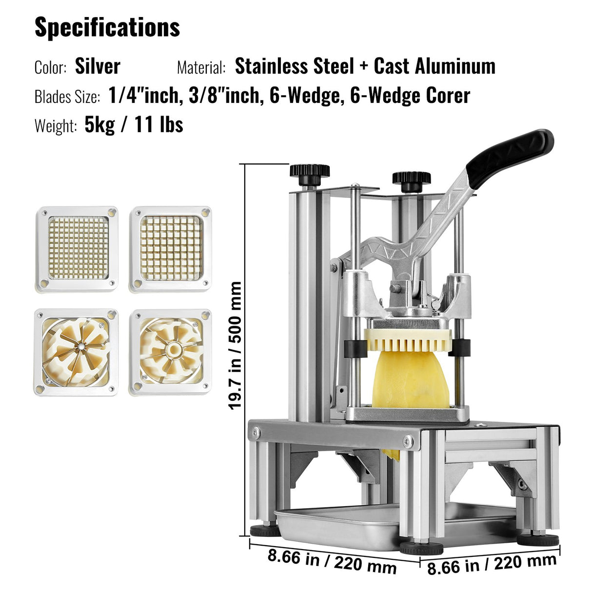 Commercial Vegetable Dicer Vegetable Chopper 4 Blades French Fry Cutter