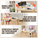 VEVOR Kids Sensory Table Sand Water Play Table with 1 Paper Roll 3 Storage Bins - Side View