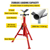VEVOR Pipe Jack Stand V-Head Foldable Legs 2500LB Max. Height 52