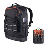 Tool Backpack, 65 Pockets, Heavy-duty Tools Storage Organizer Work Bags with Laptop Compartment & Molded Base, Electrician Jobsite Backpack for Electrician, Repairman, and HVAC Techs