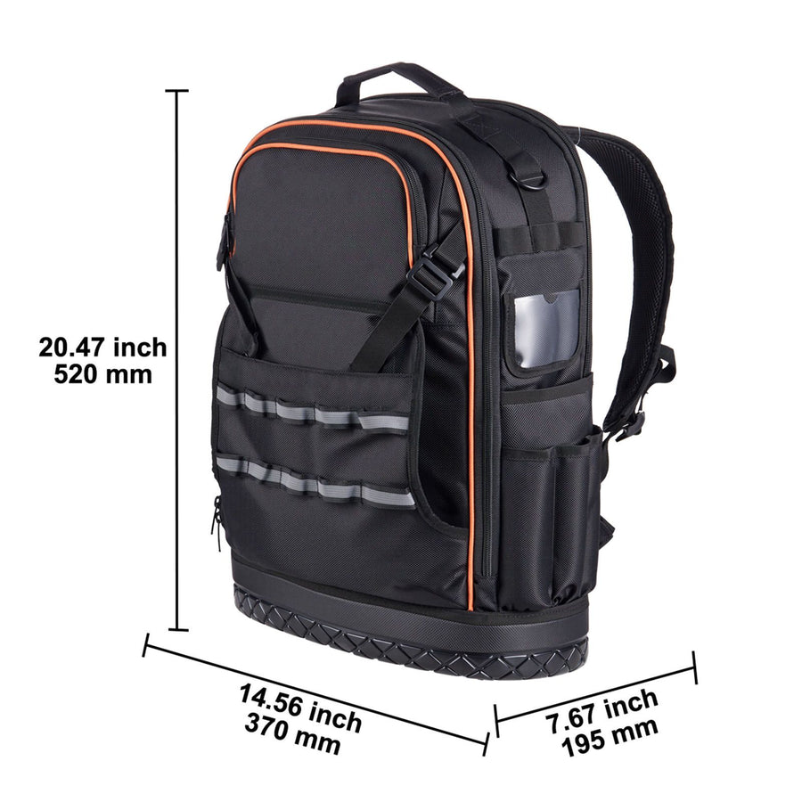 Tool Backpack, 65 Pockets, Heavy-duty Tools Storage Organizer Work Bags with Laptop Compartment & Molded Base, Electrician Jobsite Backpack for Electrician, Repairman, and HVAC Techs