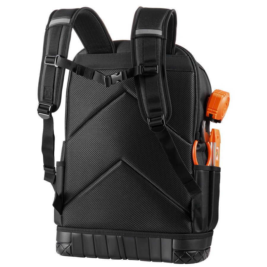 Tool Backpack, 65 Pockets, Heavy-duty Tools Storage Organizer Work Bags with Laptop Compartment & Molded Base, Electrician Jobsite Backpack for Electrician, Repairman, and HVAC Techs