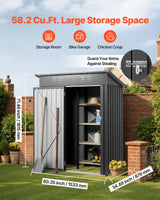 1533 x 876 x 1815 mm Metal Garden Shed, Storage Building with Lockable Door & 2 Louver Vents, Sloped Roof Metal Outdoor Storage Shed, Tool Sheds Outdoor Storage for Backyard, Garden, Patio - Front View