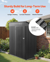 1533 x 876 x 1815 mm Metal Garden Shed, Storage Building with Lockable Door & 2 Louver Vents, Sloped Roof Metal Outdoor Storage Shed, Tool Sheds Outdoor Storage for Backyard, Garden, Patio - Side View