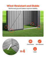 1533 x 876 x 1815 mm Metal Garden Shed, Storage Building with Lockable Door & 2 Louver Vents, Sloped Roof Metal Outdoor Storage Shed, Tool Sheds Outdoor Storage for Backyard, Garden, Patio - 45-Degree Angle