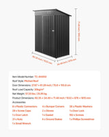 1533 x 876 x 1815 mm Metal Garden Shed, Storage Building with Lockable Door & 2 Louver Vents, Sloped Roof Metal Outdoor Storage Shed, Tool Sheds Outdoor Storage for Backyard, Garden, Patio - Close-Up Angle