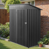 1533 x 876 x 1815 mm Metal Garden Shed, Storage Building with Lockable Door & 2 Louver Vents, Sloped Roof Metal Outdoor Storage Shed, Tool Sheds Outdoor Storage for Backyard, Garden, Patio - Low Angle