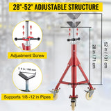 VEVOR Pipe Stand, Pipe Jack Stands with Casters Adjustable Height 28-52 Inch, V Head Pipe Stand 882 LB, Folding Portable Pipe Stands 1/8 to 12 Inch