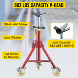 VEVOR Pipe Stand, Pipe Jack Stands with Casters Adjustable Height 28-52 Inch, V Head Pipe Stand 882 LB, Folding Portable Pipe Stands 1/8 to 12 Inch