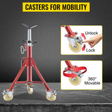 VEVOR Pipe Stand, Pipe Jack Stands with Casters Adjustable Height 28-52 Inch, V Head Pipe Stand 882 LB, Folding Portable Pipe Stands 1/8 to 12 Inch