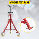 VEVOR Pipe Stand, Pipe Jack Stands with Casters Adjustable Height 28-52 Inch, V Head Pipe Stand 882 LB, Folding Portable Pipe Stands 1/8 to 12 Inch Pipe Supporting, Steel Jack Stand - Rear View