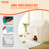 VEVOR Kids Play Tent, Kids Tent for Kids 1-5 Years Old, Toddler Tent with Mat and Tent Lamp, Tent for Kids with Windows for Indoor and Outdoor, Play House Castle Tent for Boys and Girls, Beige - Front View