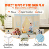 VEVOR Kids Play Tent, Kids Tent for Kids 1-5 Years Old, Toddler Tent with Mat and Tent Lamp, Tent for Kids with Windows for Indoor and Outdoor, Play House Castle Tent for Boys and Girls, Beige - Side View