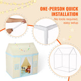 VEVOR Kids Play Tent, Kids Tent for Kids 1-5 Years Old, Toddler Tent with Mat and Tent Lamp, Tent for Kids with Windows for Indoor and Outdoor, Play House Castle Tent for Boys and Girls, Beige - 45-Degree Angle
