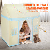 VEVOR Kids Play Tent, Kids Tent for Kids 1-5 Years Old, Toddler Tent with Mat and Tent Lamp, Tent for Kids with Windows for Indoor and Outdoor, Play House Castle Tent for Boys and Girls, Beige - Rear View