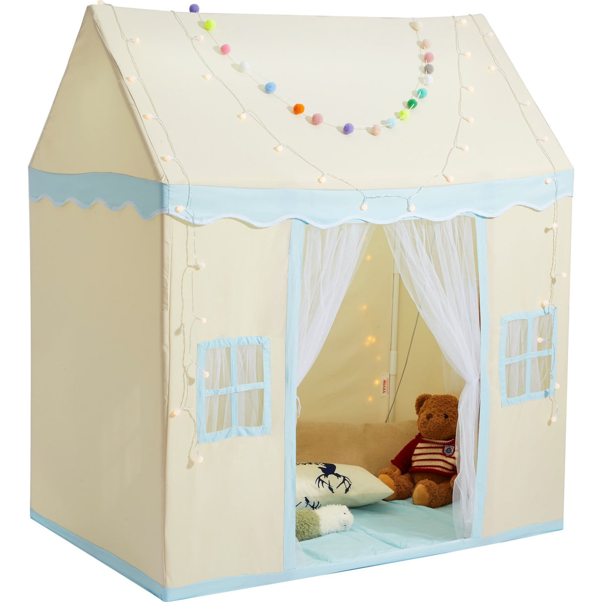 VEVOR Kids Play Tent, Kids Tent for Kids 1-5 Years Old, Toddler Tent with Mat and Tent Lamp, Tent for Kids with Windows for Indoor and Outdoor, Play