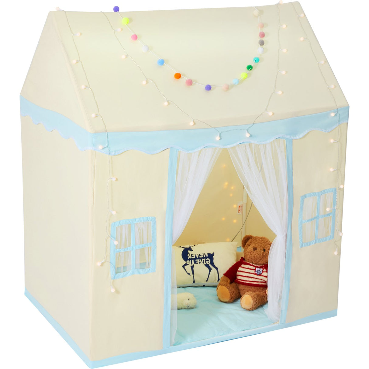 VEVOR Kids Play Tent, Kids Tent for Kids 1-5 Years Old, Toddler Tent with Mat and Tent Lamp, Tent for Kids with Windows for Indoor and Outdoor, Play