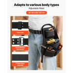 Tool Pouch with Belt, 14 Pockets Professional Tool Belt Pouch for Men, Heavy Duty Detachable Adjustable Utility Work Bag for Electrician, Carpenter, Construction, Adjusts Waist 83 cm to 127 cm