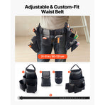 Tool Belt, 18 Pockets Professional Tool Pouch for Men, Heavy Duty Adjustable Utility Belt Detachable Work Bag for Electrician, Carpenter, Construction, Work Apron Organizer, Adjusts 80-131 cm