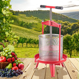 VEVOR 3.69 Gal/14L Fruit Wine Press, Stainless Steel Basket with Cross-beam and Triangular Structure, Manual Juice Maker, Cider Apple Grape Tincture Making Press with T-Handle for Kitchen Home - Low Angle