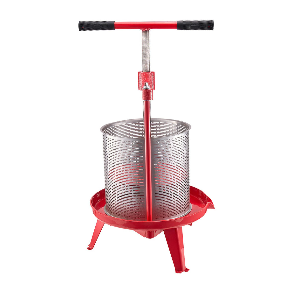 VEVOR 3.69 Gal/14L Fruit Wine Press, Stainless Steel Basket with Cross-beam and Triangular Structure, Manual Juice Maker, Cider Apple Grape Tincture Making Press with T-Handle for Kitchen Home