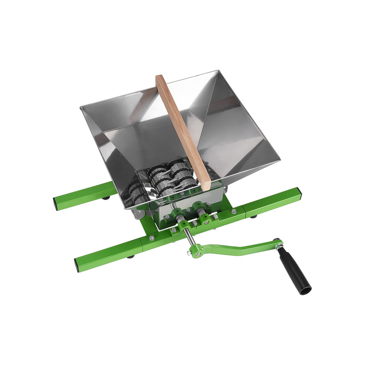 1.8 Gal/7L Fruit and Apple Crusher, Large Manual Grinder, Stainless Steel Fruit Scratter Pulper for Wine Cider Apple Grape Pressing, with Roller Handle for Kitchen Home, Green