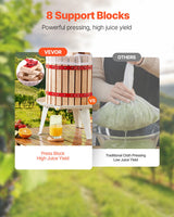 VEVOR Fruit Wine Press Manual Press for Wine Making 3.2 Gal/12L Wood Basket - Front View