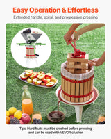 VEVOR Fruit Wine Press Manual Press for Wine Making 3.2 Gal/12L Wood Basket