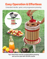 VEVOR Fruit Wine Press Manual Press for Wine Making 4.75 Gal/18L Wood Basket - Top-Down View