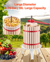 VEVOR Fruit Wine Press Manual Press for Wine Making 4.75 Gal/18L Wood Basket - 45-Degree Angle