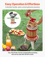 1.6 Gal/6L Fruit Wine Press, Solid Wood Basket with 8 Blocks, Heavy Duty Manual Juice Maker, Cider Apple Grape Tincture Honey Olive Oil Making Press with Handle for Kitchen, Home