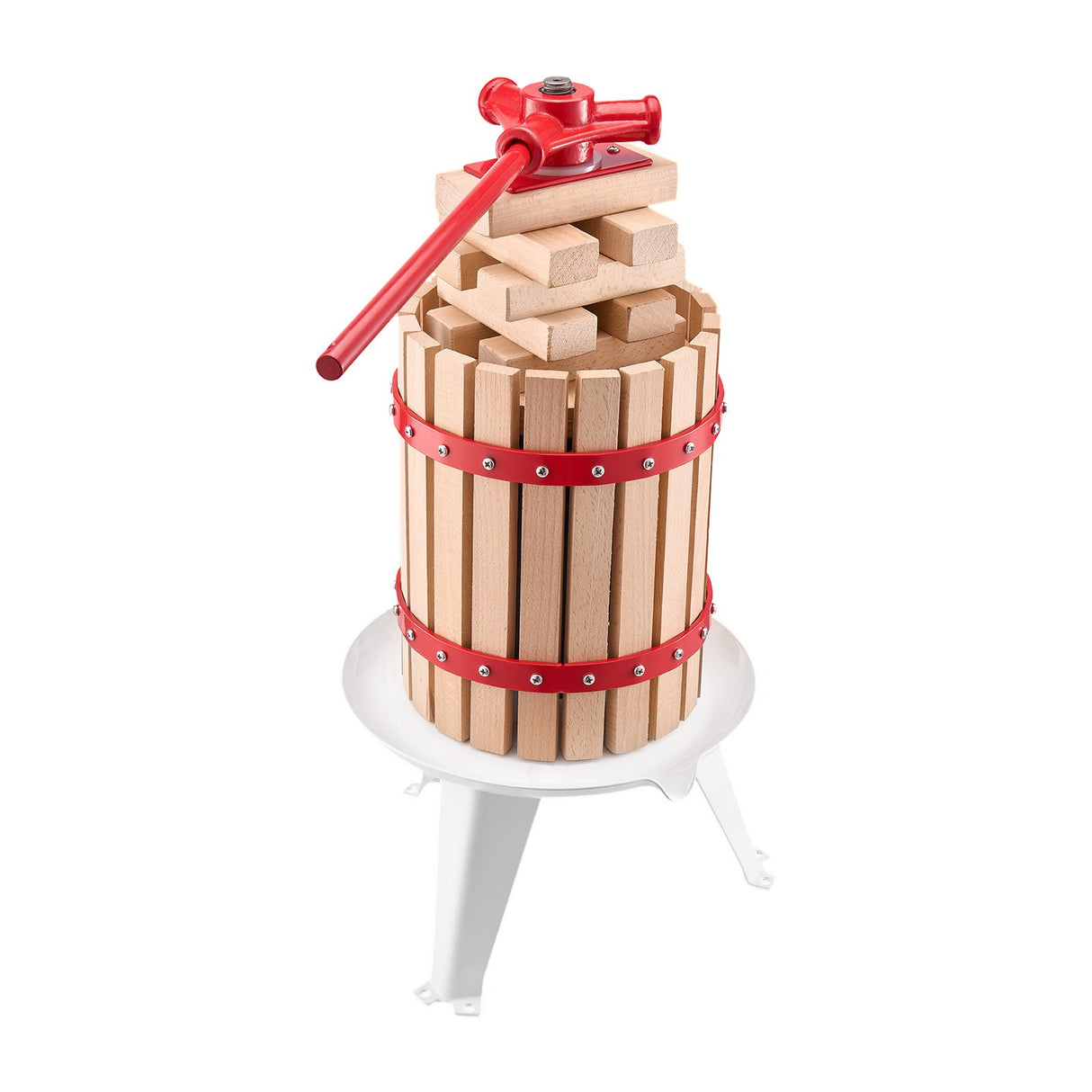 1.6 Gal/6L Fruit Wine Press, Solid Wood Basket with 8 Blocks, Heavy Duty Manual Juice Maker, Cider Apple Grape Tincture Honey Olive Oil Making Press with Handle for Kitchen, Home
