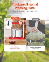 0.8 Gal/3L Fruit Wine Press, 2 Stainless Steel Barrels, Manual Juice Maker, Cider Apple Grape Tincture Honey Olive Oil Making Press with T-Handle for Outdoor Kitchen Home - Front View