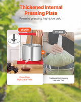 VEVOR Fruit Wine Press Manual Press for Wine Making 1.6 Gal/6L Stainless Steel - Front View