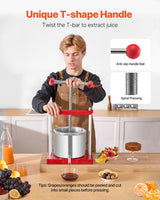 VEVOR Fruit Wine Press Manual Press for Wine Making 1.6 Gal/6L Stainless Steel