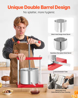 VEVOR Fruit Wine Press Manual Press for Wine Making 1.6 Gal/6L Stainless Steel - 45-Degree Angle
