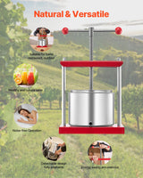 VEVOR Fruit Wine Press Manual Press for Wine Making 1.6 Gal/6L Stainless Steel - Rear View