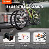 VEVOR 2-Bike Rack Hitch Mount 160lbs Folding Carrier Car Truck SUV 2 - Front View