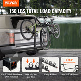 VEVOR 4 Bike Rack Hitch Mount Folding Swing Down Bicycle Carrier Car Truck SUV 150 lbs - Front View