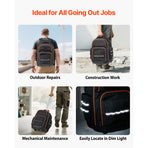 Rolling Tool Backpack, 110 lbs Load Capacity, 45 Pockets Heavy Duty Roller Tool Bag on Wheels, Adjustable Telescoping Handle & Stable Base, Toolbag Organizers for Construction, Mechanic