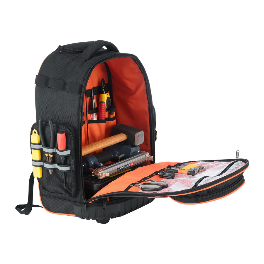 Rolling Tool Backpack, 110 lbs Load Capacity, 45 Pockets Heavy Duty Roller Tool Bag on Wheels, Adjustable Telescoping Handle & Stable Base, Toolbag Organizers for Construction, Mechanic