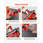 Heavy-Duty Pipe Chain Vise, 1/2" - 8" Pipe Capacity, 34.6" Rugged Chain & Cast Iron Base, Industrial-Grade Pipe Clamping for Plumbing, Automotive Repairs, Metalworking