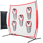 6 x 6 ft Football Trainer Throwing Net, Training Throwing Target Practice Net with 5 Target Pockets, Knotless Net Includes Bow Frame and Portable Carry Case, Improve QB Throwing Accuracy, Red
