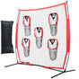 6 x 6 ft Football Trainer Throwing Net, Training Throwing Target Practice Net with 5 Target Pockets, Knotless Net Includes Bow Frame and Portable Carry Case, Improve QB Throwing Accuracy, Red