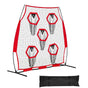 1828.8x1828.8mm Football Trainer Throwing Net, Training Throwing Target Practice Net with 5 Target Pockets, Knotless Net Includes Straps and Portable Carry Case, Improve QB Throwing Accuracy,Red
