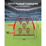 2133.6 x 2133.6mm Football Trainer Throwing Net, Training Throwing Target Practice Net with 5 Target Pockets, Knotless Net Includes Straps and Portable Carry Case, Improve QB Throwing Accuracy