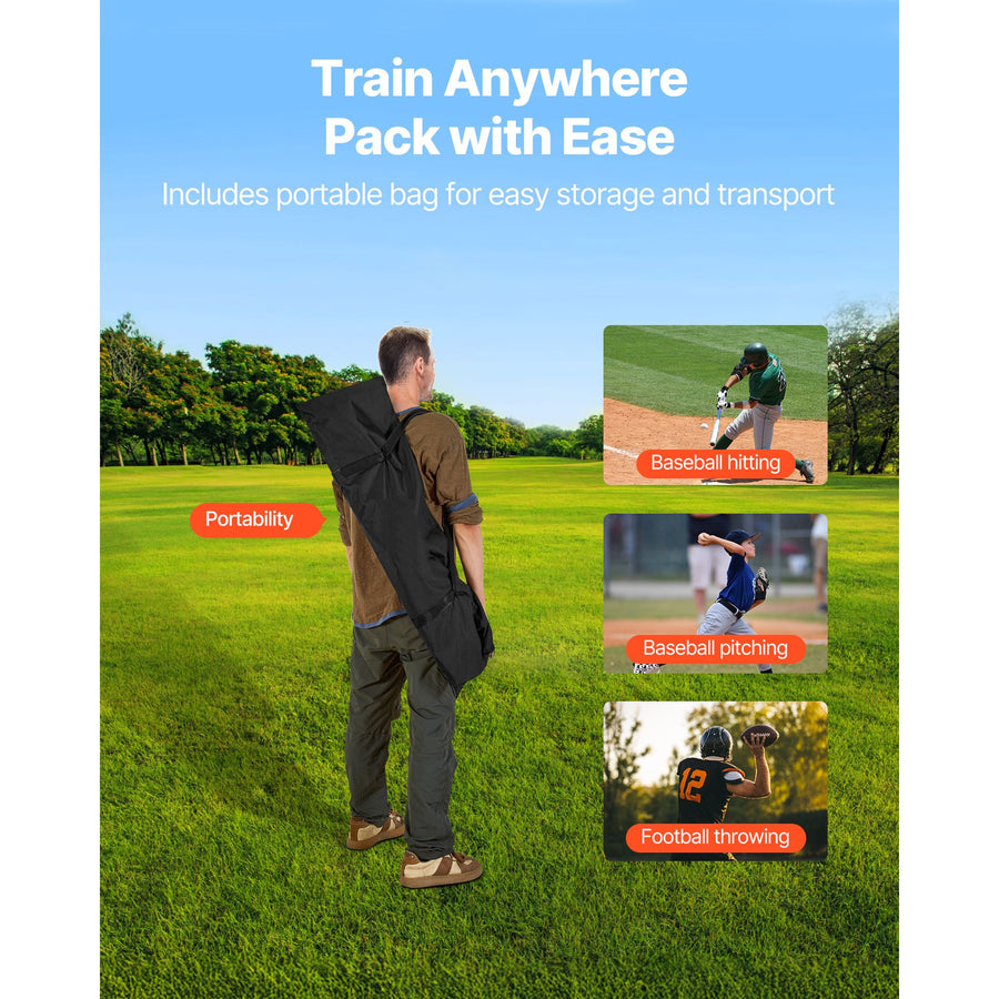 2133.6 x 2133.6mm Football Trainer Throwing Net, Training Throwing Target Practice Net with 5 Target Pockets, Knotless Net Includes Straps and Portable Carry Case, Improve QB Throwing Accuracy